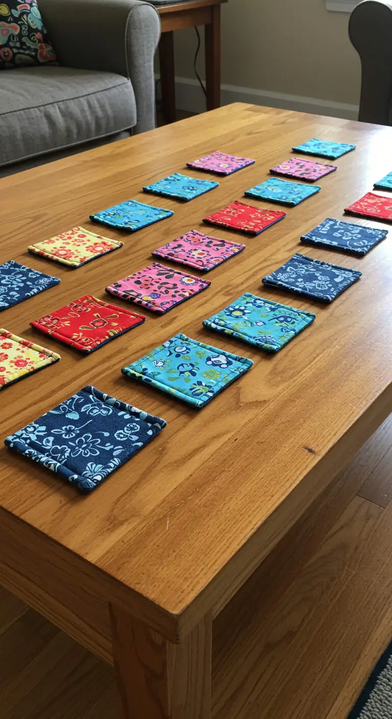 1. DIY No-Sew Fabric Coasters