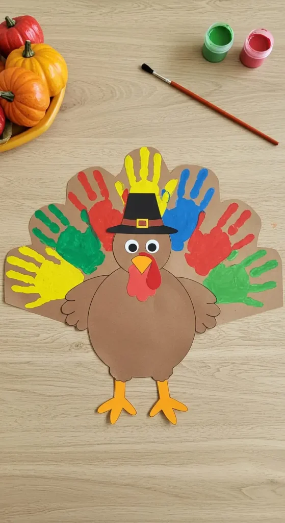 13 Thanksgiving Craft For Kids Preschool 2 1. Handprint Turkey Placemats