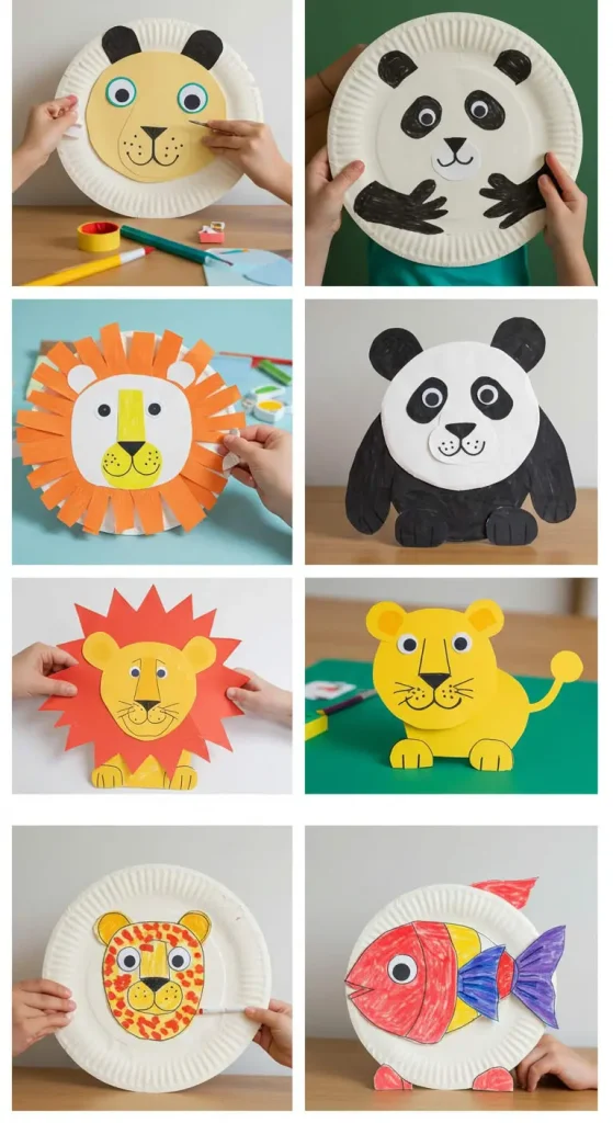 13 Simple Craft Ideas For Kids 2 1. Paper Plate Animals