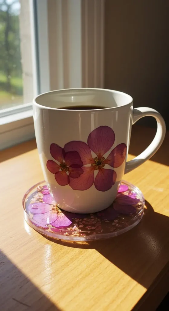 10 Aesthetic Craft Ideas to Elevate Your DIY Game 2 1. Pressed Flower Resin Coasters