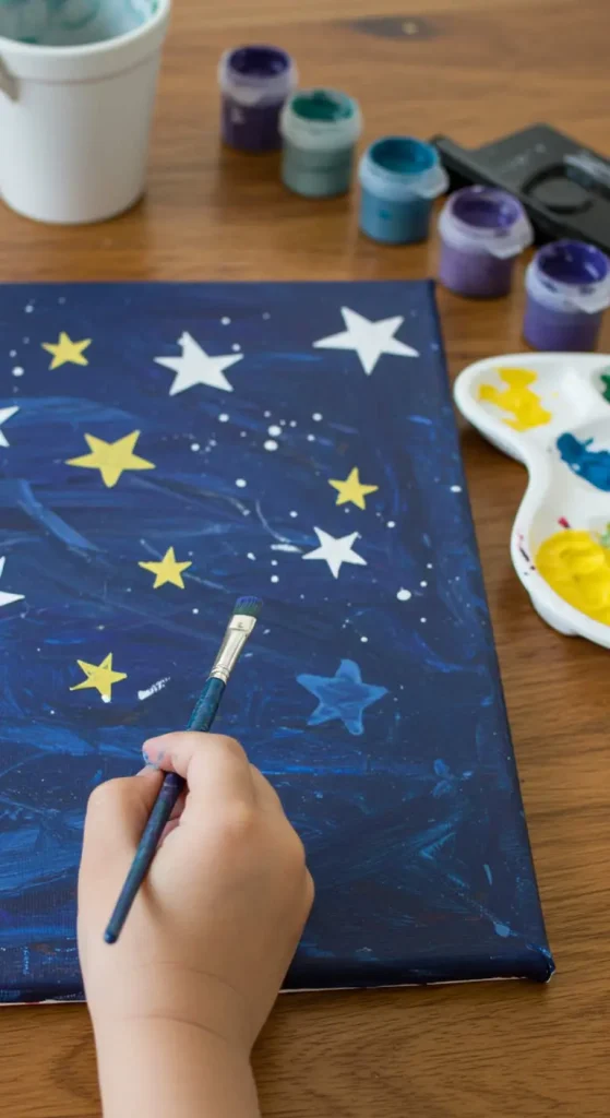 11 Kids Star Craft Ideas 2 1. Starry Night Painting