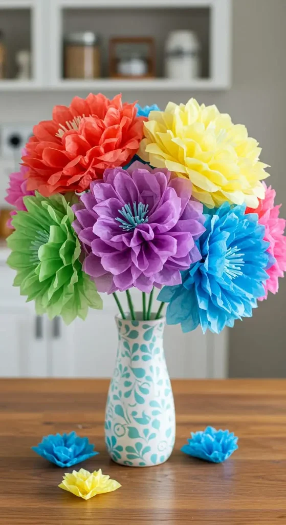 11 Craft Ideas For Paper Flowers 2 1. Tissue Paper Flowers