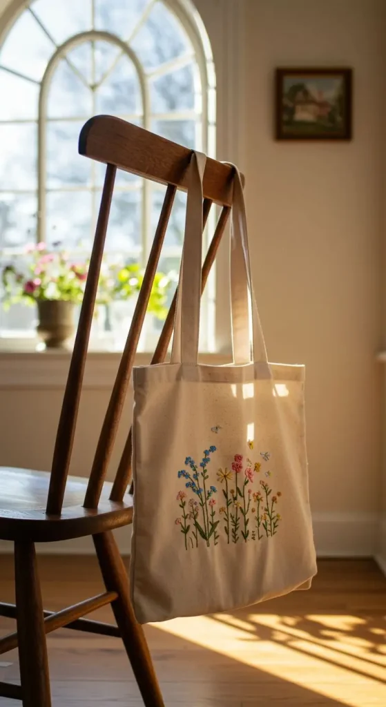 10 Aesthetic Craft Ideas to Elevate Your DIY Game 11 10. Cottagecore Embroidered Tote Bag