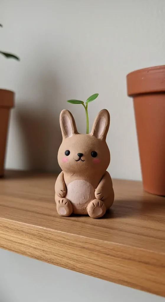 10 Clay Craft Ideas For Cute 11 10. DIY Clay Bunny Planter