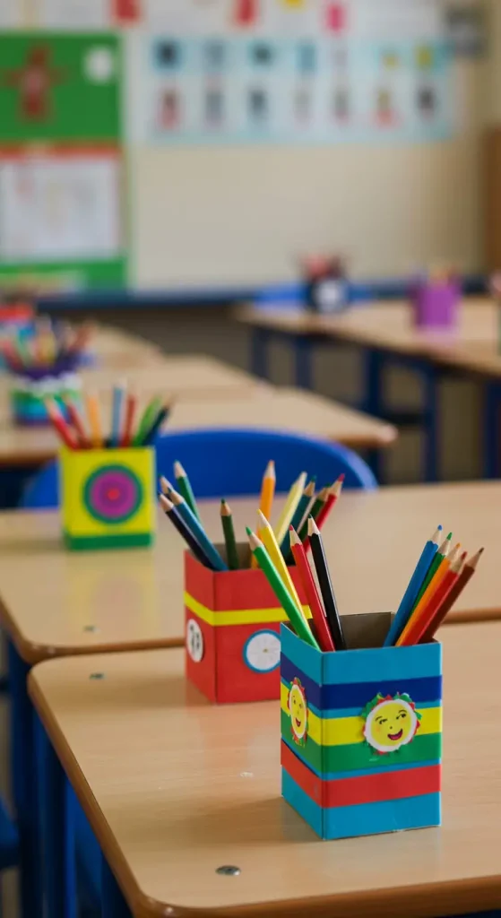 10 Craft Ideas For School 11 10. DIY Pencil Holders from Recycled Bottles