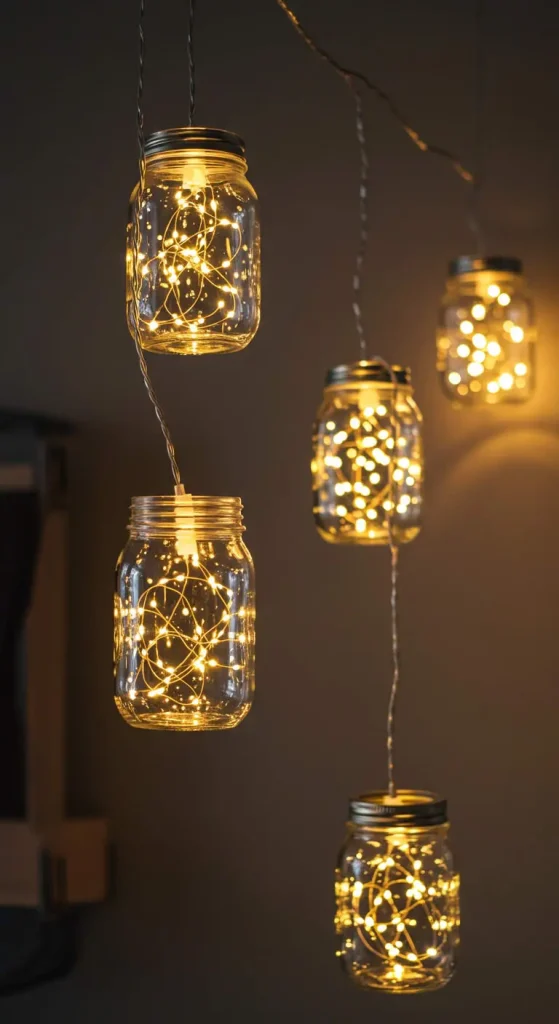 13 Simple Craft Ideas For Room Decor DIY 11 10. Mason Jar Light Fixtures