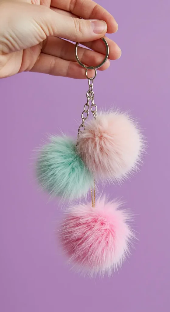 11 Simple Craft Ideas 11 10. Pom-Pom Keychains