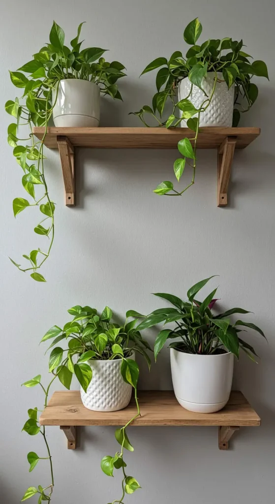 13 Simple Craft Ideas For Room Decor 11 10. Wooden Shelf with Planters