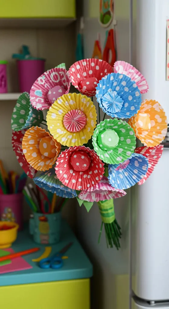 13 Simple Craft Ideas For Kids 12 11. Cupcake Liner Flowers