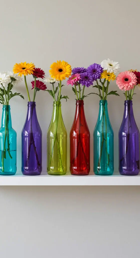 13 Simple Craft Ideas For Room Decor DIY 12 11. Upcycled Bottle Vases