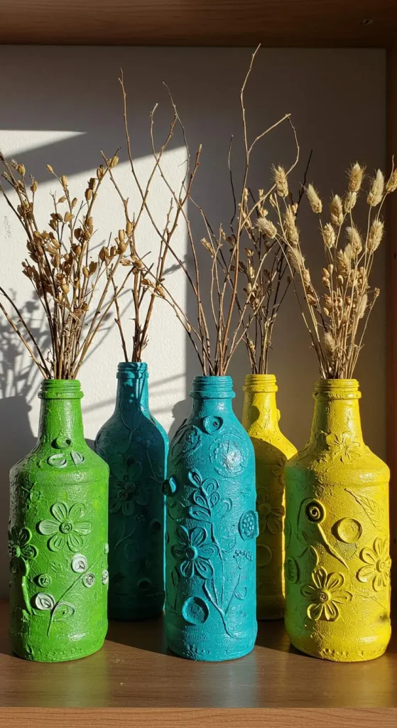 13 Easy Craft Ideas For Room Decor DIY 12 11. Upcycled Glass Bottle Vases