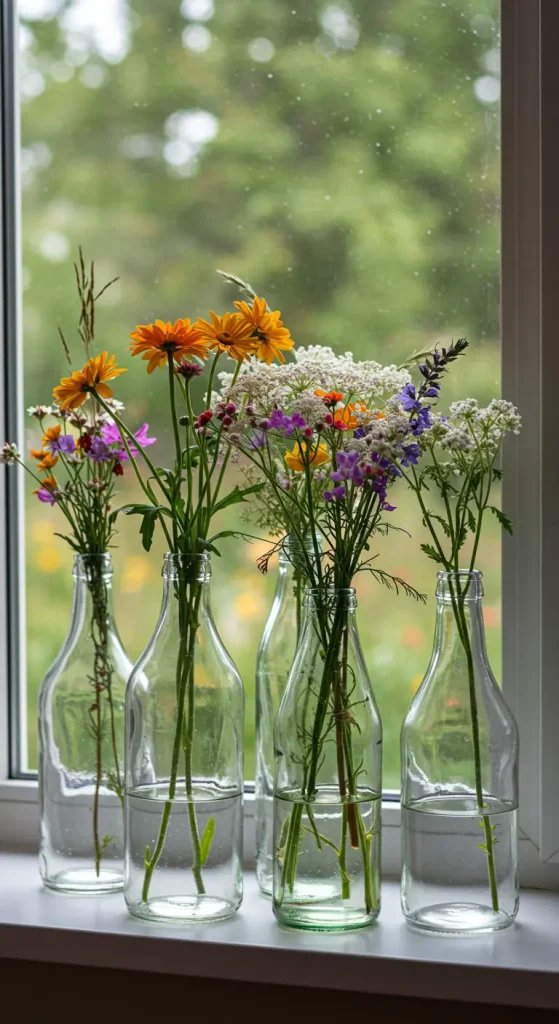 13 Easy Craft Ideas For Room Decor 12 11. Upcycled Glass Bottle Vases