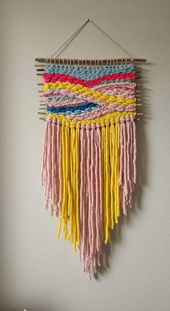 13 Waste Material Craft Ideas Wall Hangings 12 11. Yarn and Stick Wall Hanging