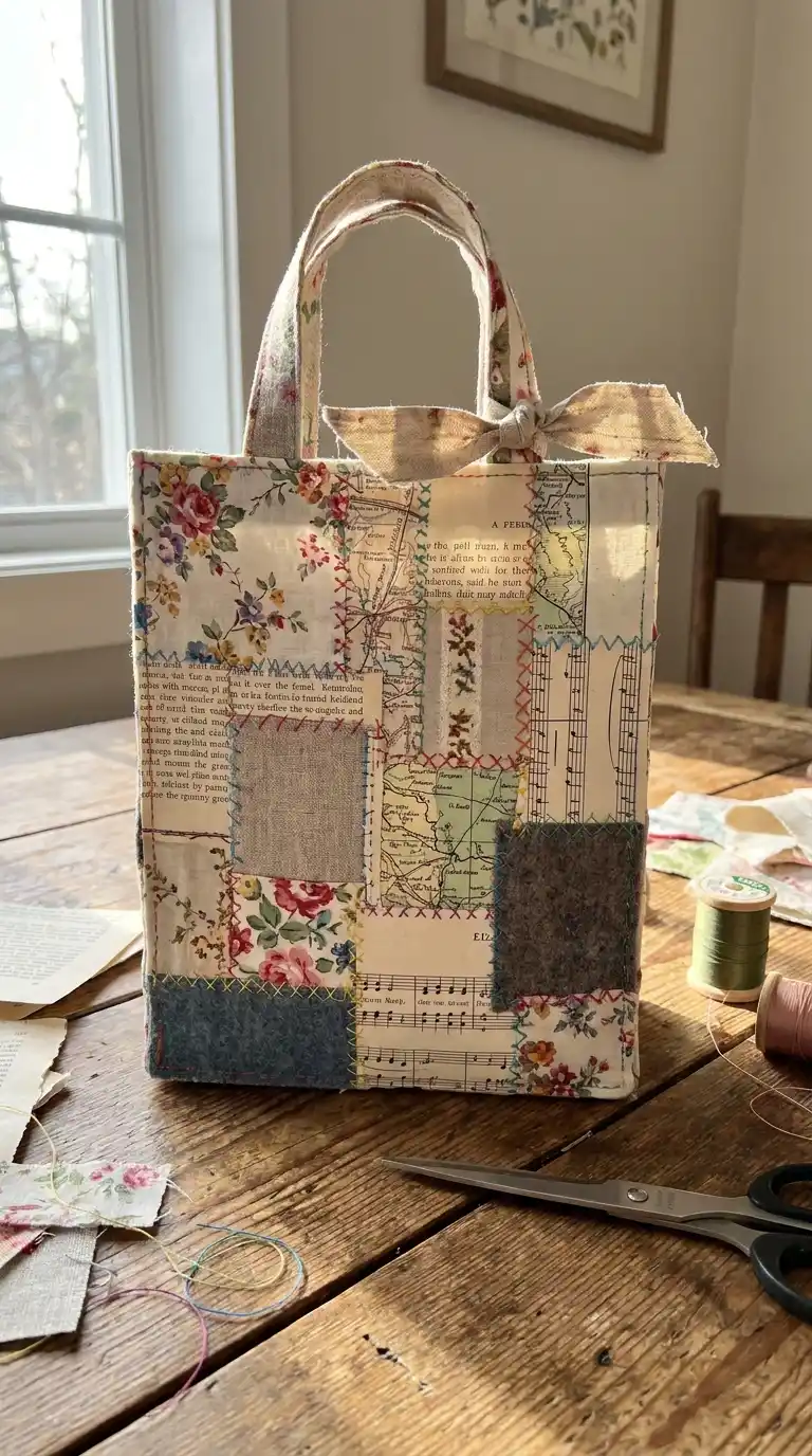 13 Handmade Gift Bags Paper Craft Ideas 13 12. Fabric Scrap Paper Gift Bags
