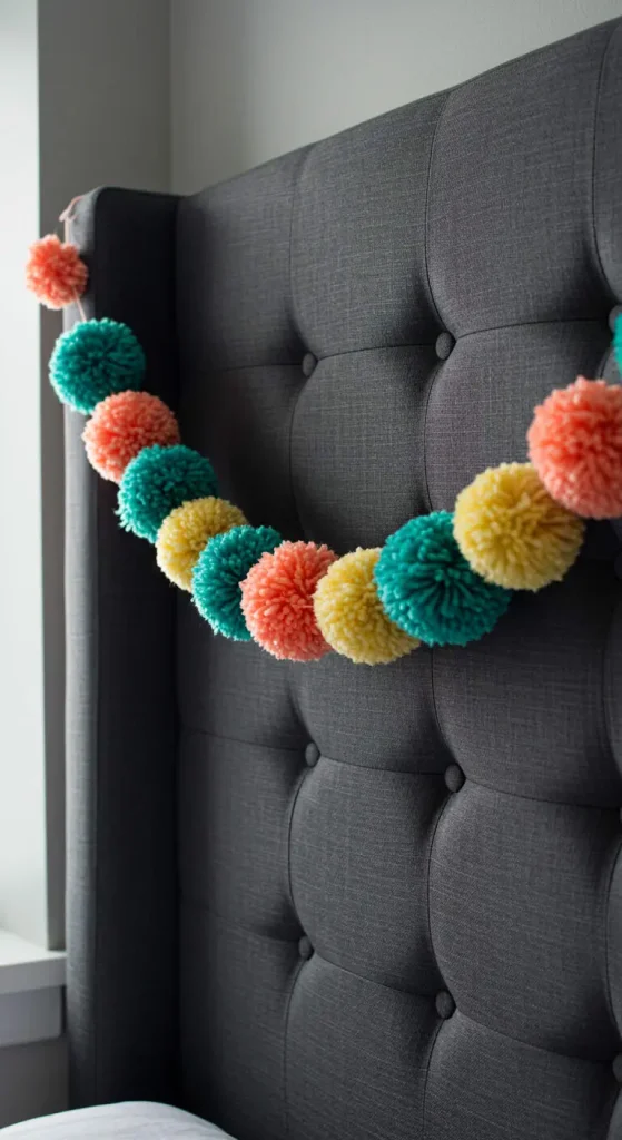 13 Easy Craft Ideas For Room Decor 14 13. Pom-Pom Garland