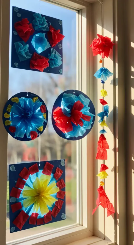 13 Simple Craft Ideas For Kids 14 13. Tissue Paper Suncatchers