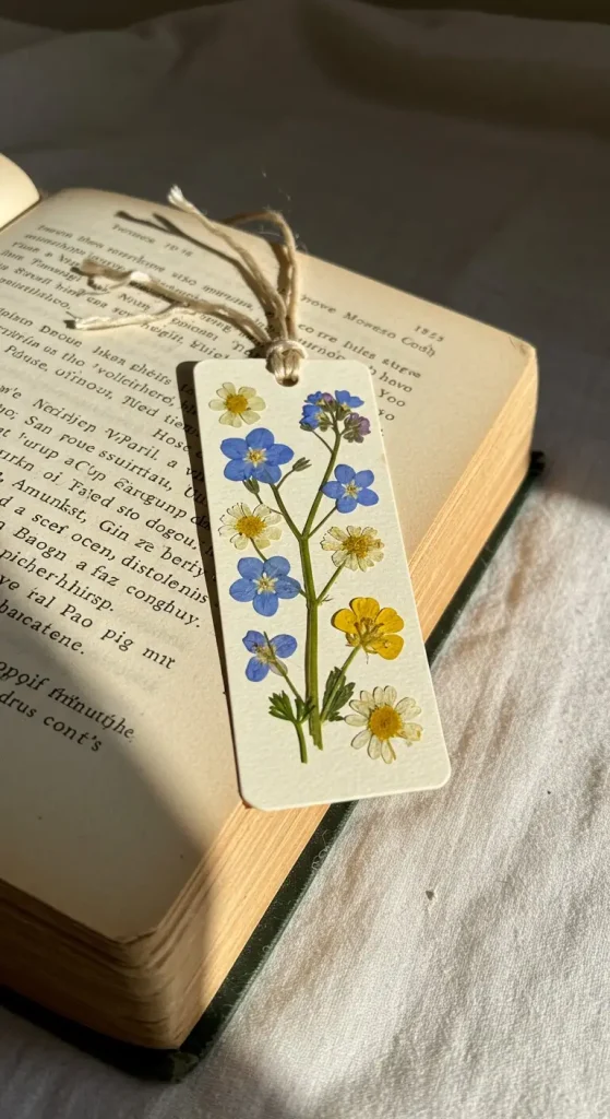 9 Aesthetic Craft Ideas Easy Enough for Anyone to Try 3 2. Cottagecore Pressed Flower Bookmarks
