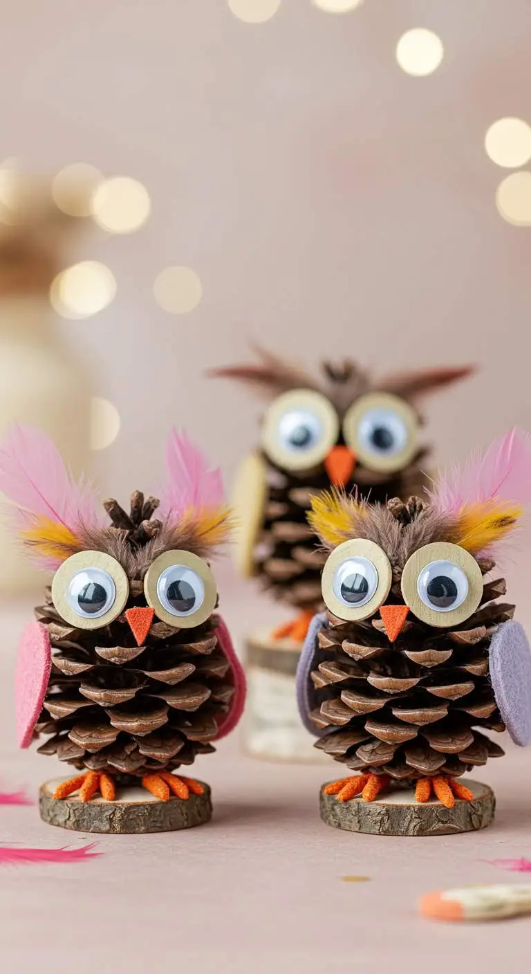2. DIY Pinecone Owls