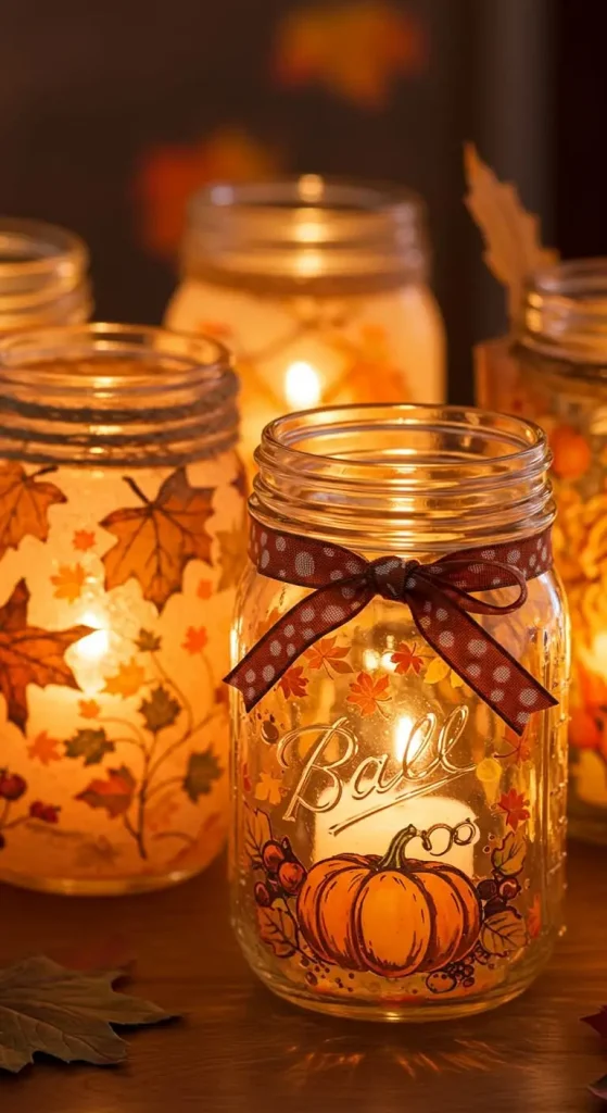 11 Thanksgiving Craft For Adults 3 2. Mason Jar Candle Holders