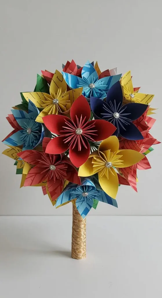 13 Craft Ideas With Paper For Birthday 3 2. Paper Flower Bouquet