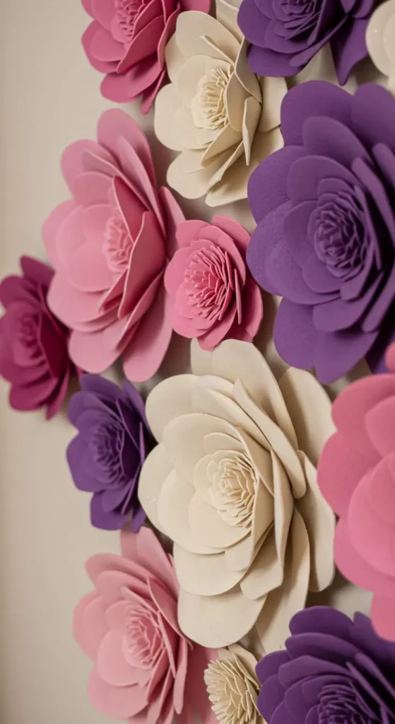 13 Easy Craft Ideas For Room Decor DIY 3 2. Paper Flower Wall Art