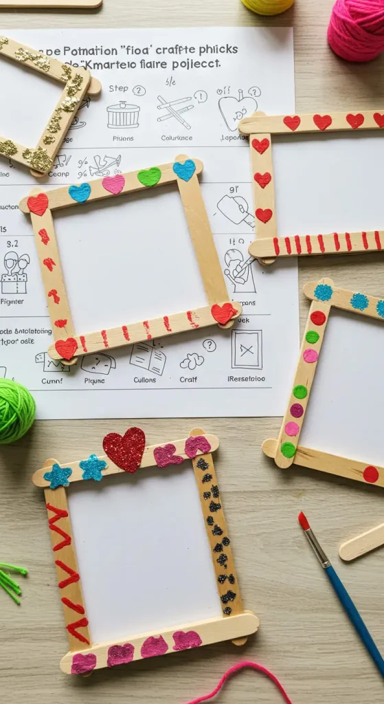 13 Simple Craft Ideas For Kids 3 2. Popsicle Stick Picture Frames
