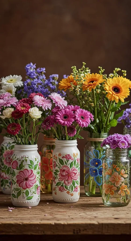 9 Craft Ideas for Adults Creative 4 3. DIY Painted Glass Jars