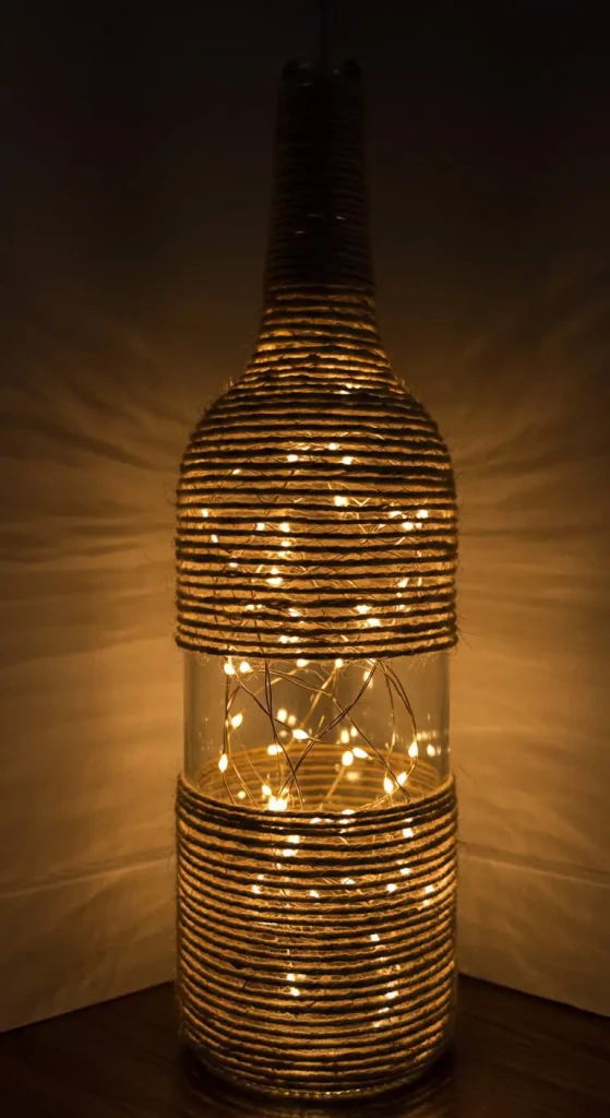 10 Bottle Craft Ideas DIY 4 3. DIY Twine-Wrapped Bottle