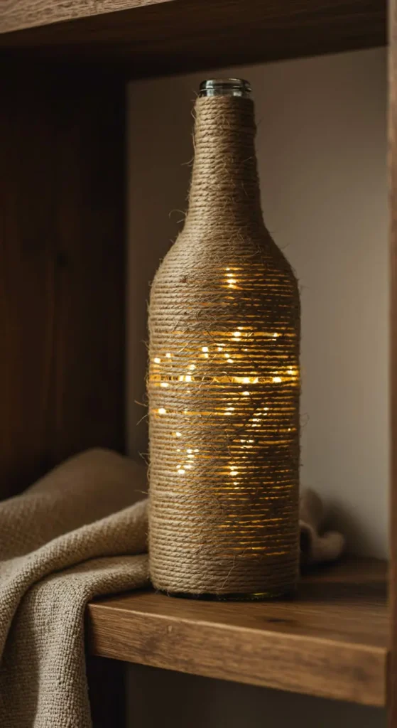 11 Bottle Craft Ideas Creative 4 3. DIY Twine-Wrapped Bottle