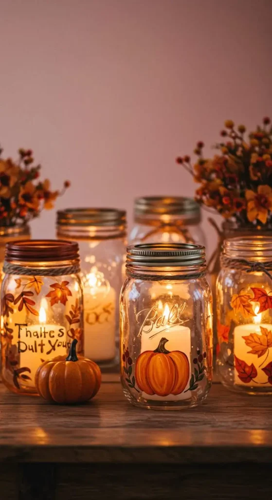 10 Craft Ideas For Adults Fall 4 3. Hand-Painted Mason Jars