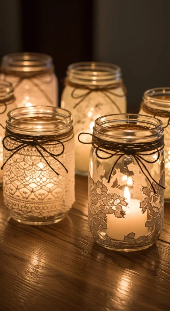 13 Easy Craft Ideas 4 3. Mason Jar Candle Holders