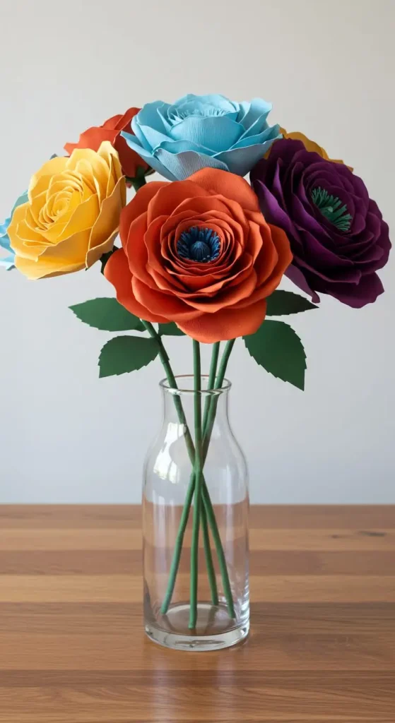 11 Craft Ideas For Paper Flowers 4 3. Paper Flower Bouquet