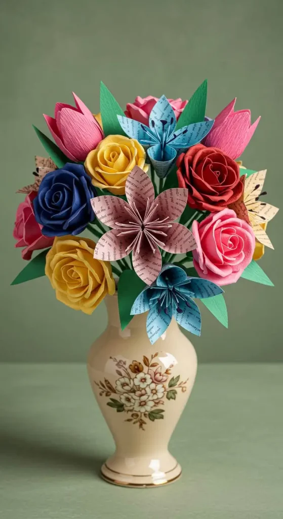 15 Craft Ideas With Paper For Friends 4 3. Paper Flower Bouquet