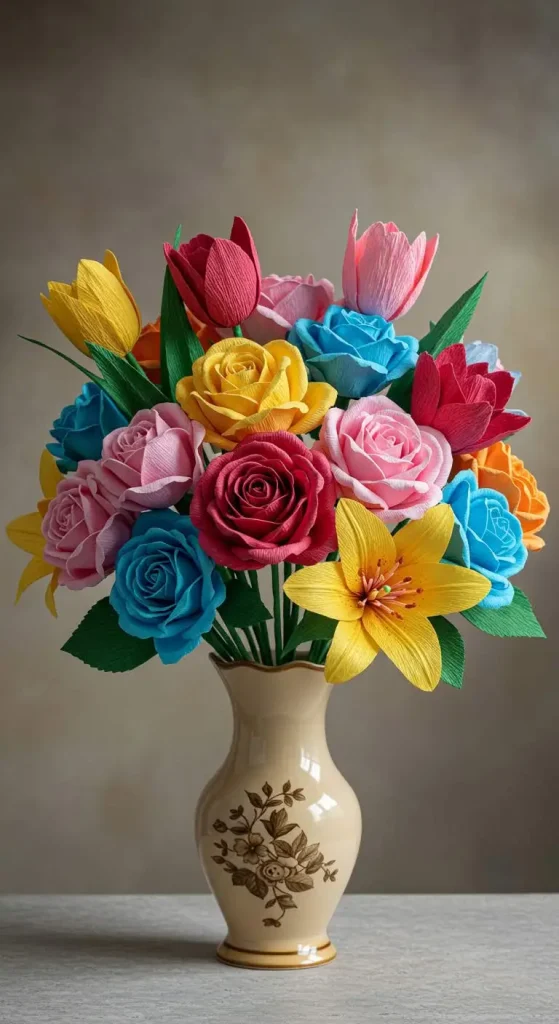 13 Craft Ideas With Paper For Gift 4 3. Paper Flowers Bouquet