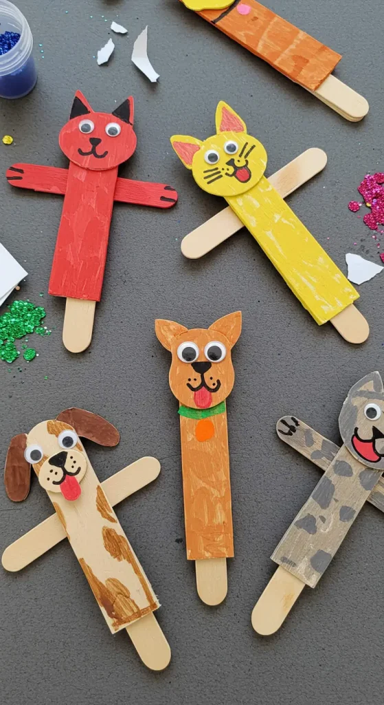 13 Easy Craft Ideas For School Age Kids 4 3. Popsicle Stick Puppets