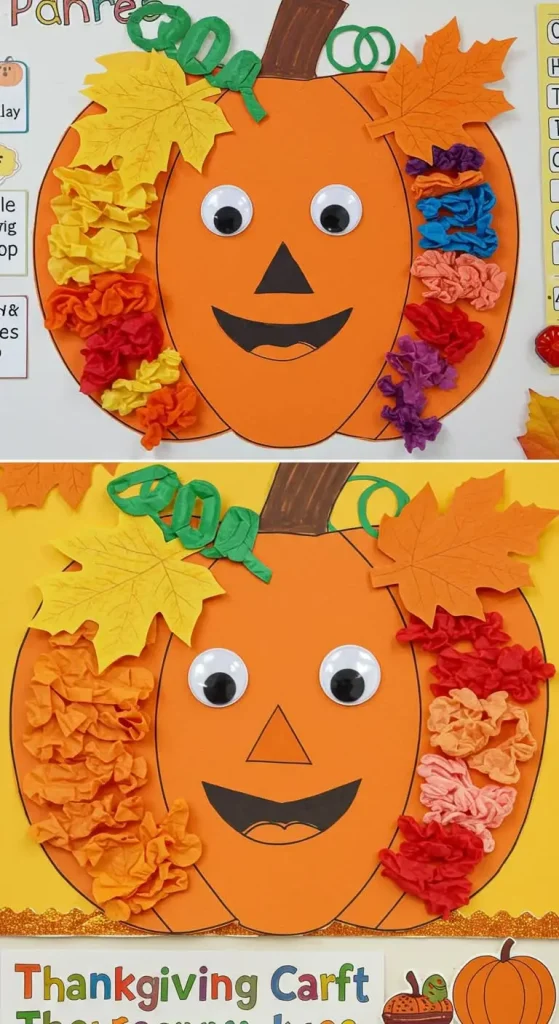 13 Thanksgiving Craft For Kids Preschool 4 3. Tissue Paper Pumpkin Craft