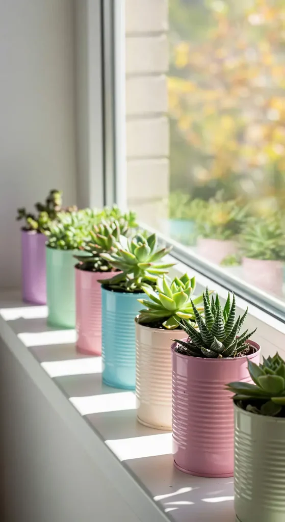 13 Easy Craft Ideas At Home 4 3. Upcycled Tin Can Planters