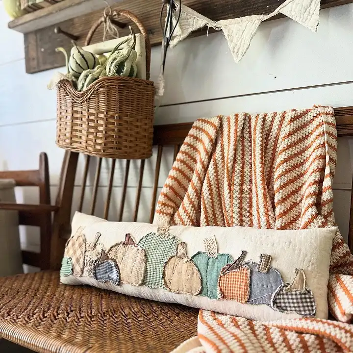 Nine Patch Pillow Cover in Fall Florals