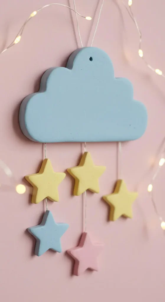 10 Clay Craft Ideas For Cute 5 4. DIY Clay Cloud and Star Wall Hanging