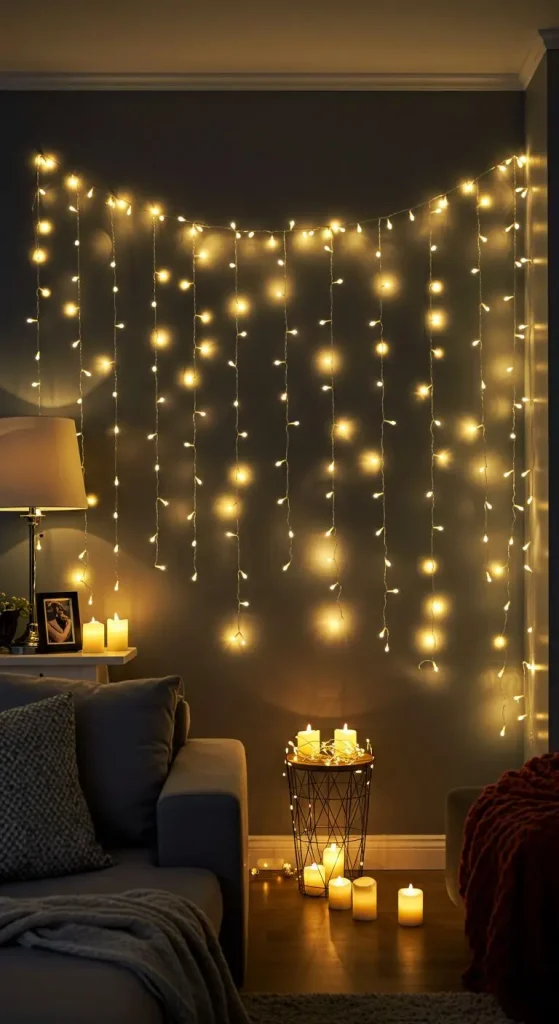 11 Aesthetic Craft Ideas for Wall 5 4. DIY Fairy Light Wall Decor