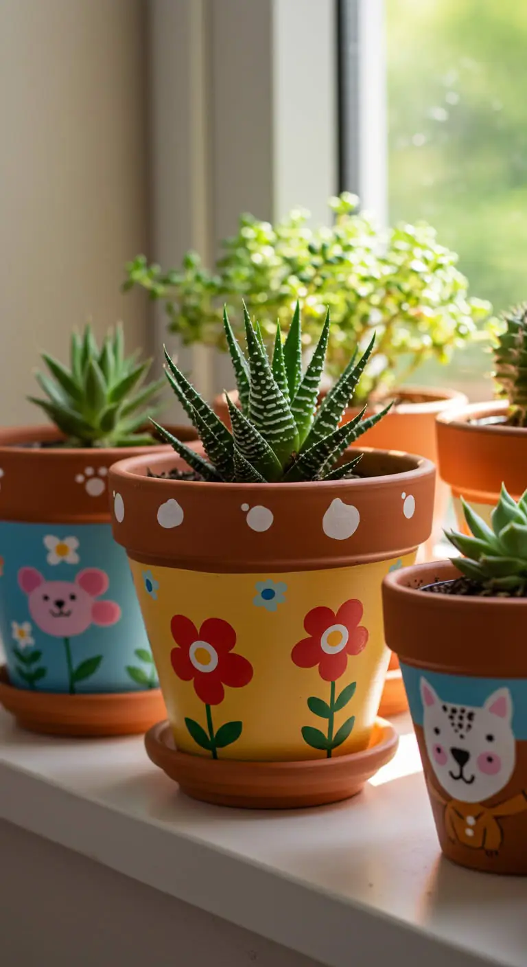4. DIY Hand-Painted Plant Pots
