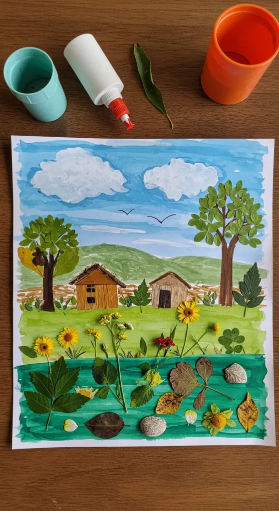 13 Easy Craft Ideas For School Age Kids 5 4. DIY Nature Collage