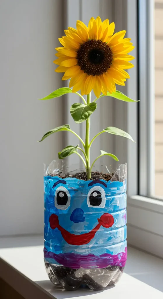 12 Bottle Craft Ideas for Kids 5 4. DIY Recycled Bottle Planter