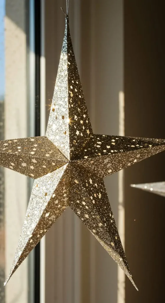 11 Craft Ideas For Paper Stars 5 4. Glittery Paper Stars