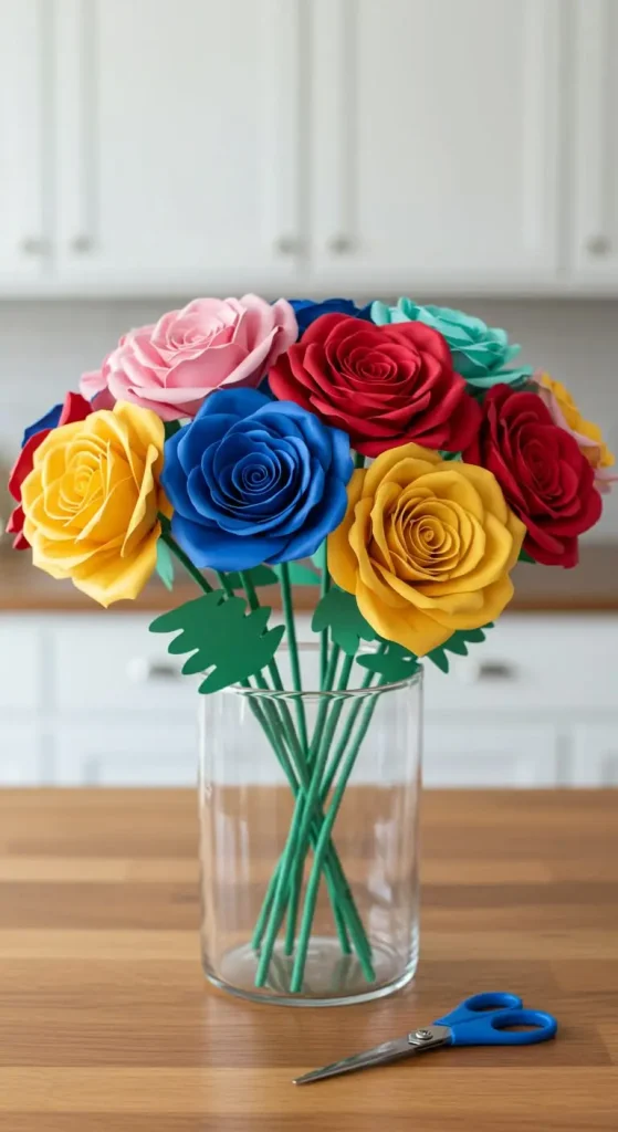 13 Craft Ideas For Kids With Paper 5 4. Paper Flower Bouquet