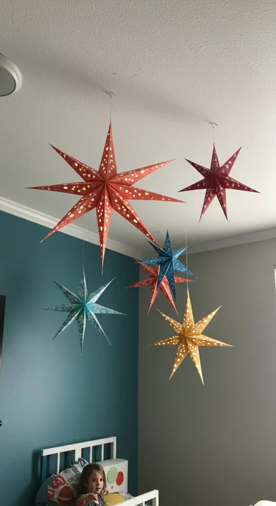 13 Craft Ideas With Paper For Kids 5 4. Paper Star Decorations