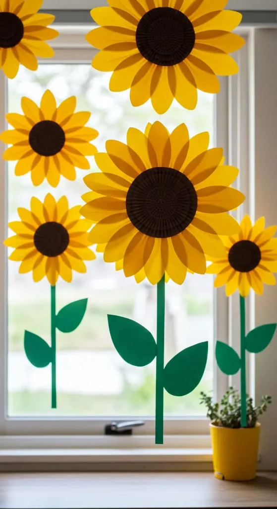 11 Craft Ideas For Paper Flowers 5 4. Paper Sunflowers