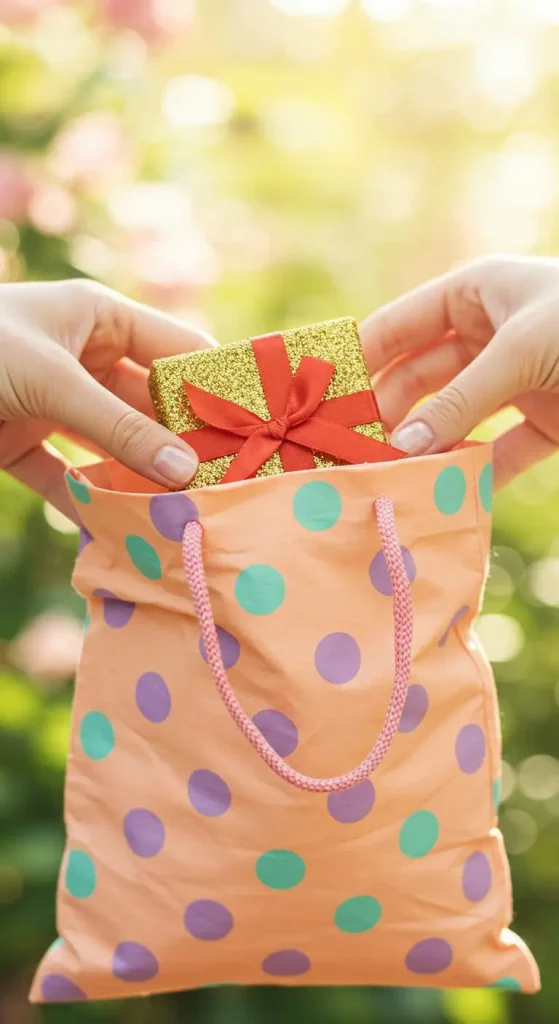 13 Handmade Gift Bags Paper Craft Ideas 6 5. Polka Dot Paper Gift Bags