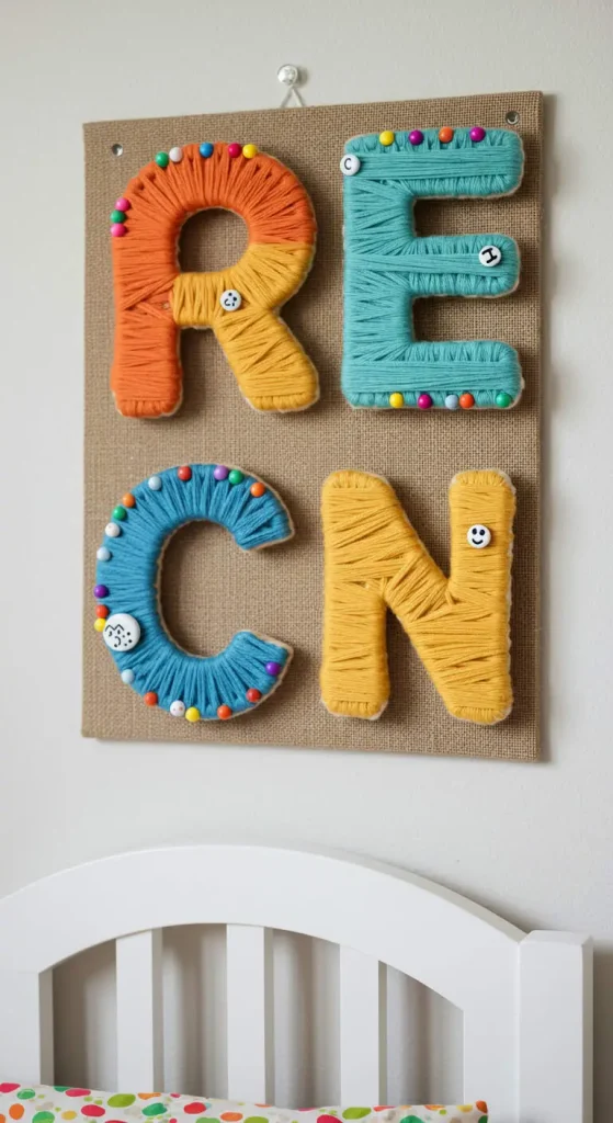 13 Easy Craft Ideas For Kids 6 5. Yarn Wrapped Letters