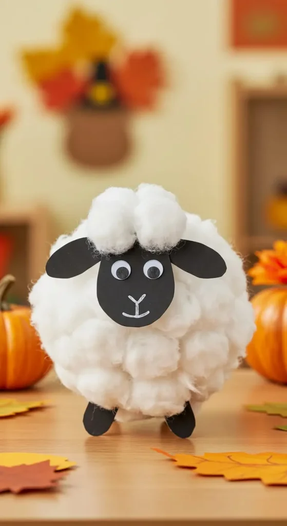 11 Thanksgiving Craft Preschool 7 6. Cotton Ball Sheep